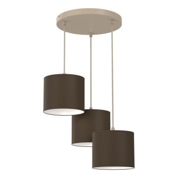 ARDEN cable-suspended pendant light, 3×E27/15W/230V, Ø 30 cm, beige/brown