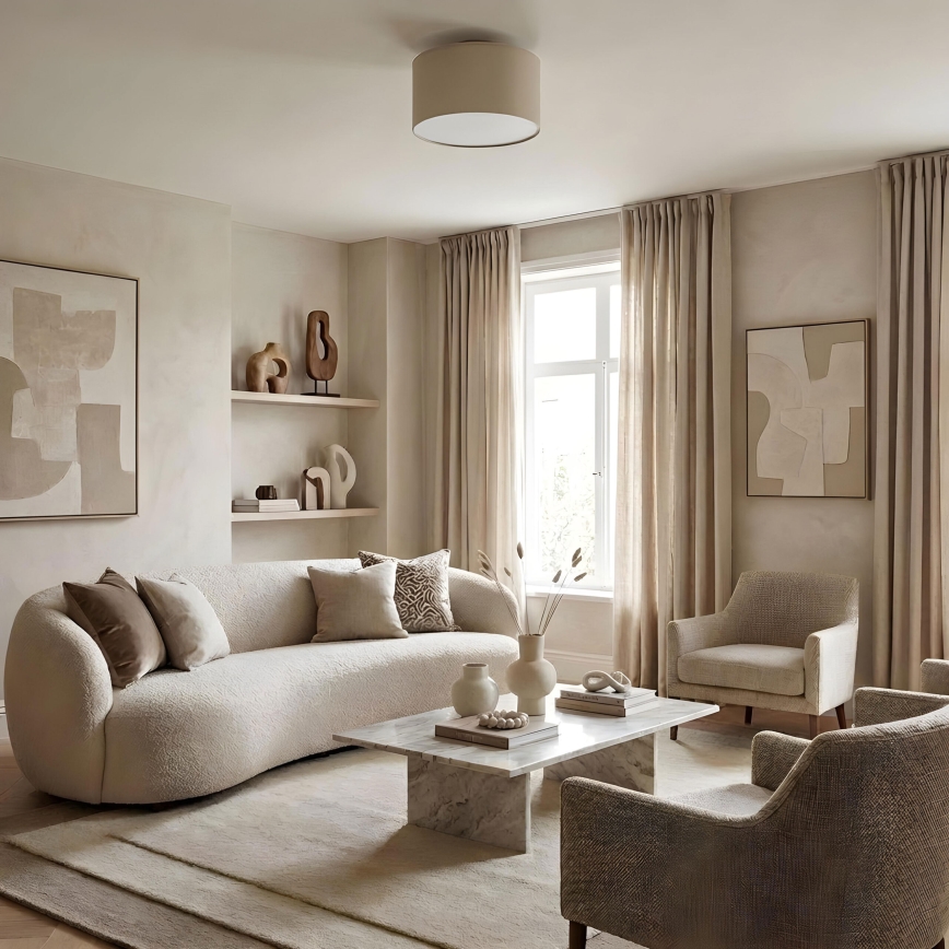 ARDEN ceiling light 1× E27 / 15 W / 230 V, Ø 25 cm, beige