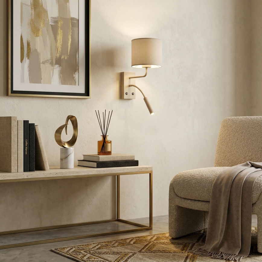 ARDEN Wall Lamp 1x E27/15W/230V + 1x G9/8W, Beige