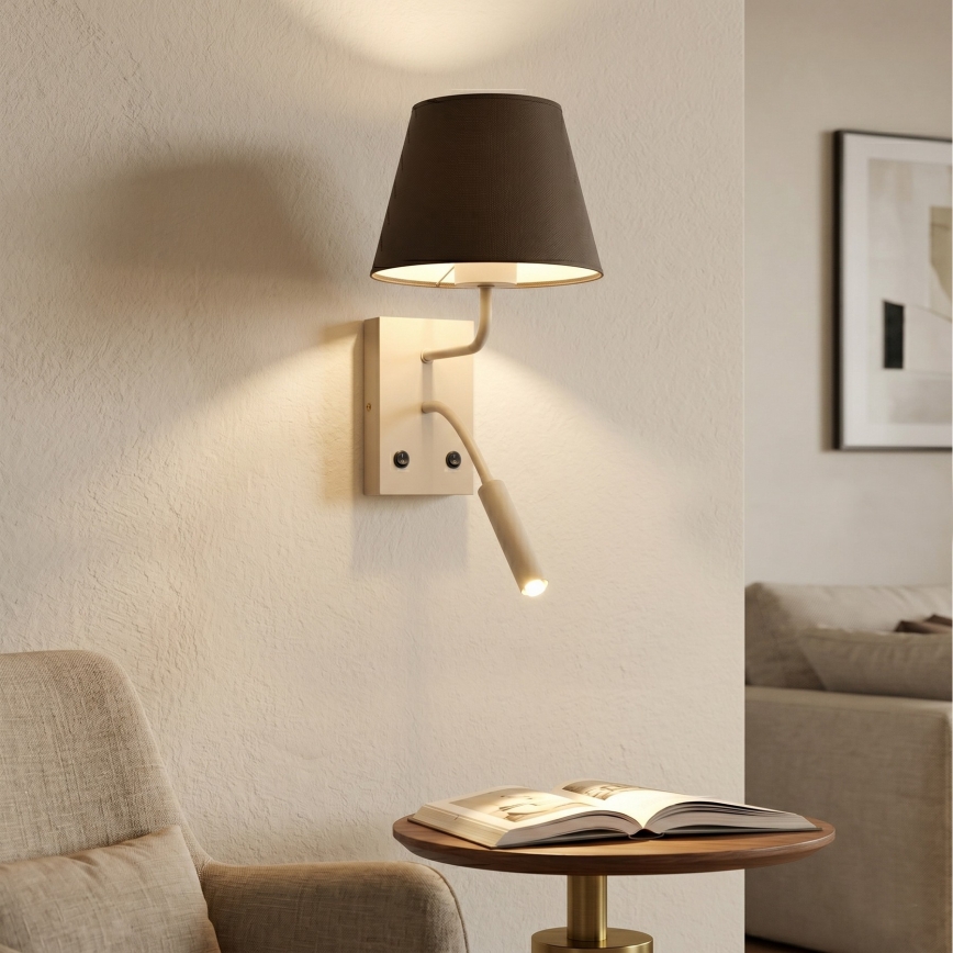ARDEN Wall Lamp 1xE27/15W/230V + 1xG9/8W Beige/Brown