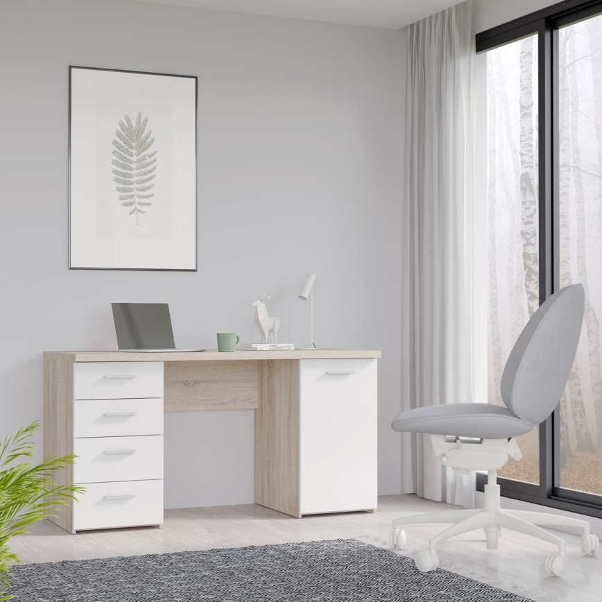 ARENO Writing Desk — White / Sonoma Oak