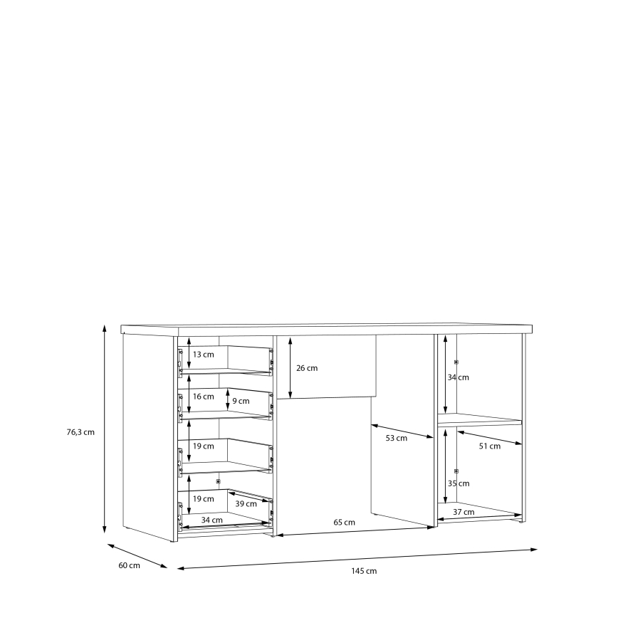 ARENO Writing Desk — White / Sonoma Oak