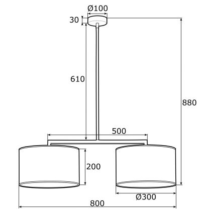 Argon 0898 - Chandelier on a pole KARIN 2xE27/15W/230V brass/black