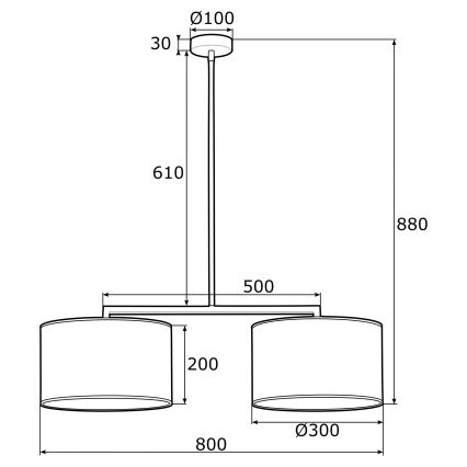 Argon 0899 - Chandelier on a pole KARIN 2xE27/15W/230V black