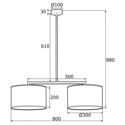 Argon 0900 - Chandelier on a pole KARIN 2xE27/15W/230V white