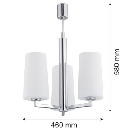 Argon 1224 - Chandelier on a pole CAMELOT 3xE27/15W/230V shiny chrome