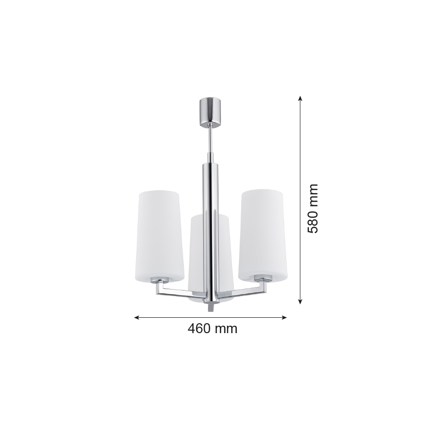 Argon 1224 - Chandelier on a pole CAMELOT 3xE27/15W/230V shiny chrome