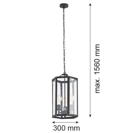 Argon 1253 - Chandelier on a chain BODRUM 3xE27/15W/230V black
