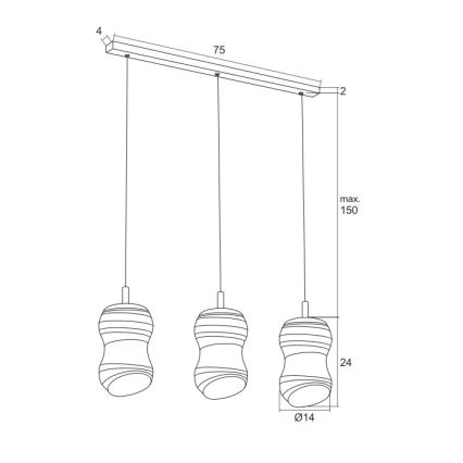 Argon 1366 - LED Chandelier on a string COMO 3xLED/5W/230V