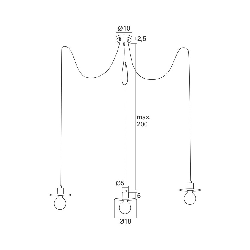 Argon 1377 - Chandelier on a string CORSO 3xE27/15W/230V spider black