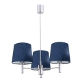 Argon 1381 - Chandelier on a pole BOLZANO 3xE27/15W/230V blue/shiny chrome
