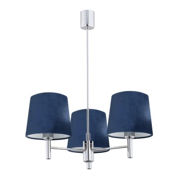 Argon 1381 - Chandelier on a pole BOLZANO 3xE27/15W/230V blue/shiny chrome