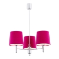 Argon 1382 - Chandelier on a pole BOLZANO 3xE27/15W/230V pink/shiny chrome
