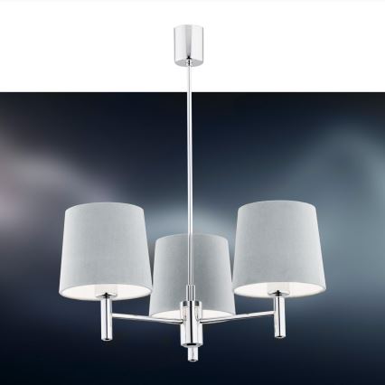 Argon 1383 - Chandelier on a pole BOLZANO 3xE27/15W/230V blue/shiny chrome