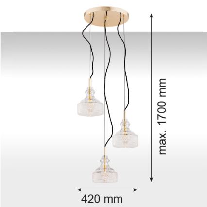 Argon 1462 - Chandelier on a string CRUZ 3xE14/7W/230V