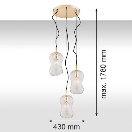 Argon 1464 - Chandelier on a string CADIZ 3xE27/15W/230V