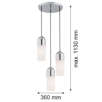 Argon 1465 - Chandelier on a string BURGOS 3xE27/15W/230V shiny chrome