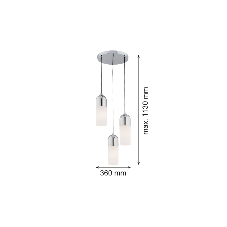 Argon 1465 - Chandelier on a string BURGOS 3xE27/15W/230V shiny chrome