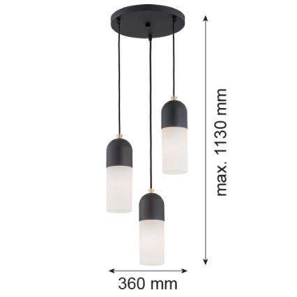 Argon 1467 - Chandelier on a string BURGOS 3xE27/15W/230V black