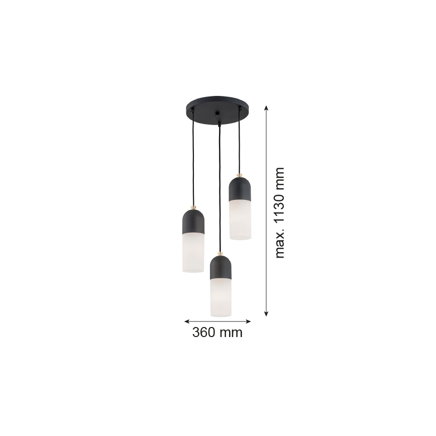 Argon 1467 - Chandelier on a string BURGOS 3xE27/15W/230V black