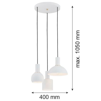 Argon 1468 - Chandelier on a string SINES 3xE27/15W/230V white