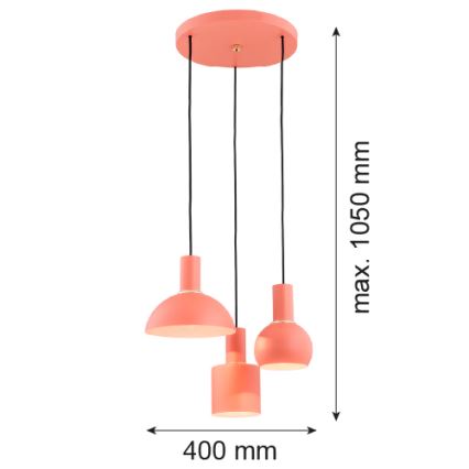 Argon 1469 - Chandelier on a string SINES 3xE27/15W/230V orange