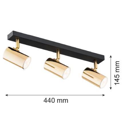 Argon 1474 - Spotlight LAGOS 3xGU10/5W/230V brass/black