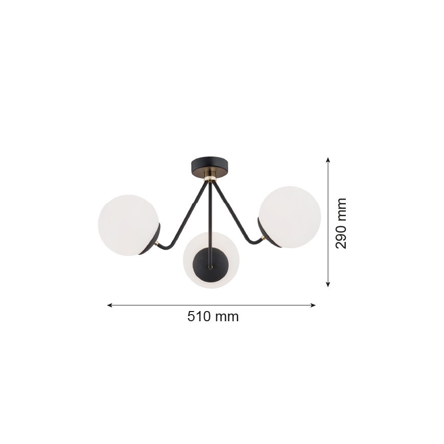 Argon 1478 - Surface-mounted chandelier TOMAR 3xE27/15W/230V black