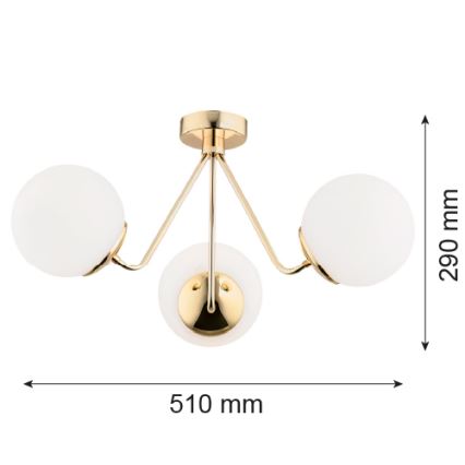 Argon 1481 - Surface-mounted chandelier TOMAR 3xE27/15W/230V brass