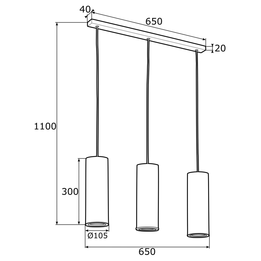 Argon 1486 - Chandelier on a string LINEA 3xE27/15W/230V brass/black