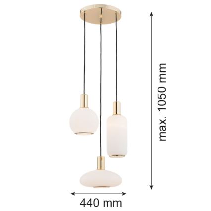 Argon 1489 - Chandelier on a string SAGUNTO 3xE27/15W/230V brass