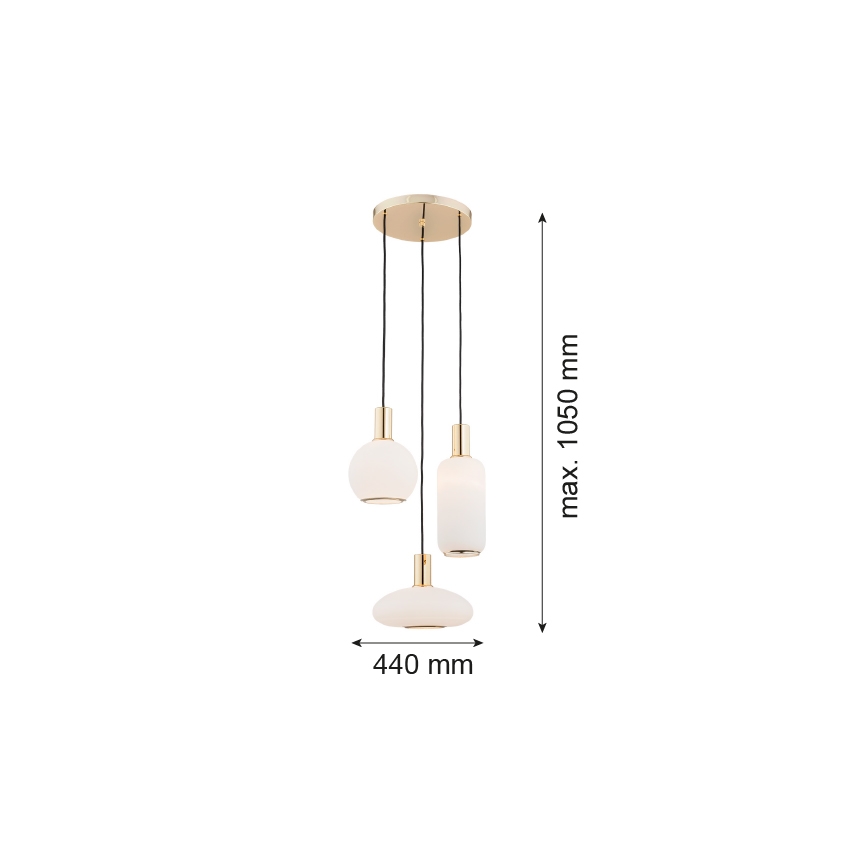 Argon 1489 - Chandelier on a string SAGUNTO 3xE27/15W/230V brass