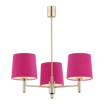 Argon 1498 - Chandelier on a pole PONTE 3xE27/15W/230V pink/brass