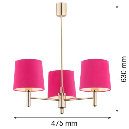 Argon 1498 - Chandelier on a pole PONTE 3xE27/15W/230V pink/brass