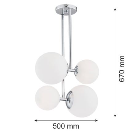 Argon 1646 - Chandelier on a pole ASPEN 4xE27/15W/230V shiny chrome