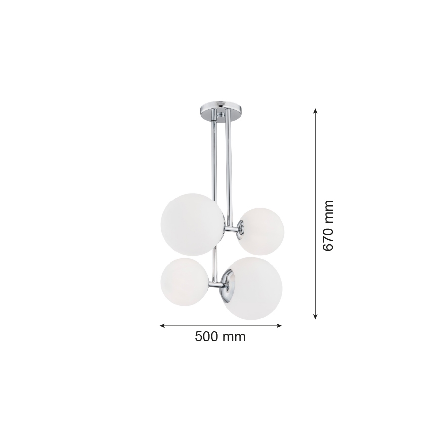 Argon 1646 - Chandelier on a pole ASPEN 4xE27/15W/230V shiny chrome
