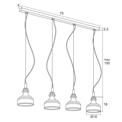 Argon 1650 - LED Chandelier on a string TULUZA 4xLED/5W/230V