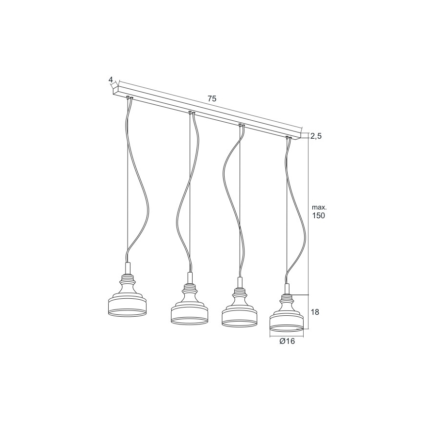 Argon 1650 - LED Chandelier on a string TULUZA 4xLED/5W/230V