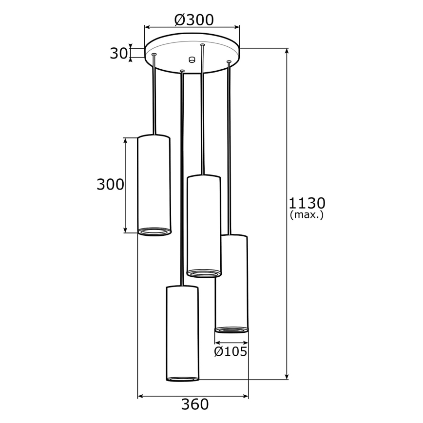 Argon 1693 - Chandelier on a string LINEA 4xE27/15W/230V brass/black