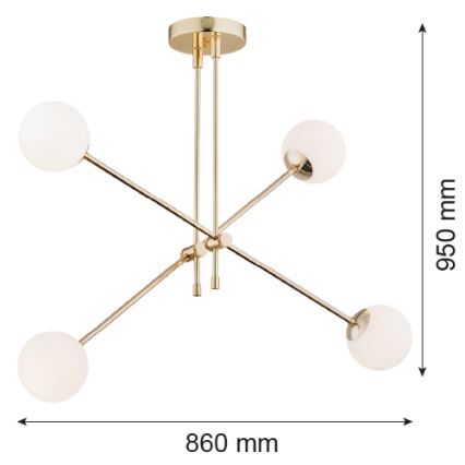 Argon 1695 - Chandelier on a pole ABSTRACT 4xE14/7W/230V brass