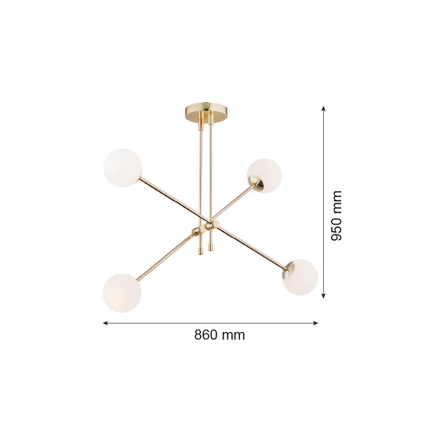 Argon 1695 - Chandelier on a pole ABSTRACT 4xE14/7W/230V brass