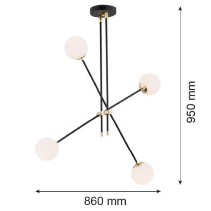 Argon 1696 - Chandelier on a stick ABSTRACT 4xE14/7W/230V black