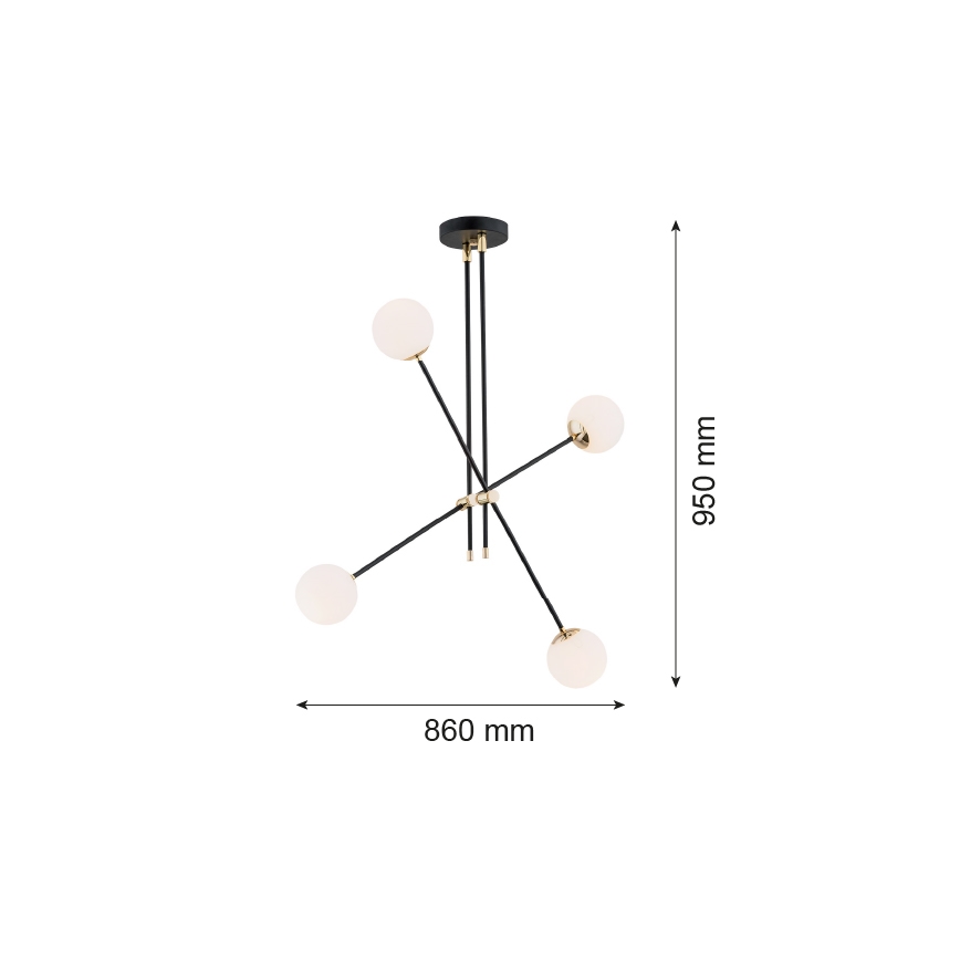 Argon 1696 - Chandelier on a stick ABSTRACT 4xE14/7W/230V black