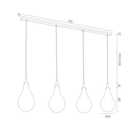 Argon 1740 - Chandelier on a string OAKLAND 4xG9/6W/230V
