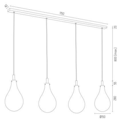 Argon 1741 - Chandelier on a string OAKLAND 4xG9/6W/230V