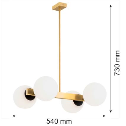 Argon 1767 - Chandelier on a pole FREEMONT 4xE27/15W/230V gold/white/black