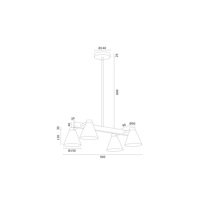 Argon 1774 - Chandelier on a pole AVALONE 4xE27/15W/230V black/gold