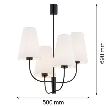 Argon 1822 - Chandelier on a pole SAFIANO 4xE27/15W/230V black
