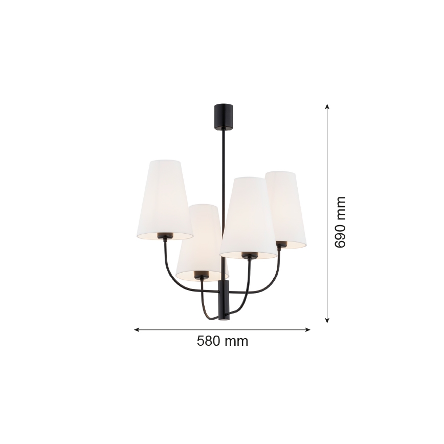 Argon 1822 - Chandelier on a pole SAFIANO 4xE27/15W/230V black