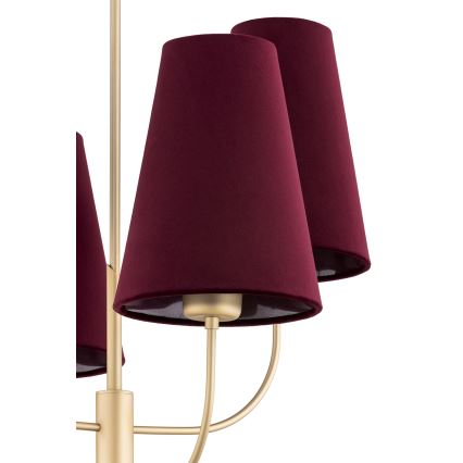 Argon 1827 - Chandelier on a pole SAFIANO 4xE27/15W/230V burgundy